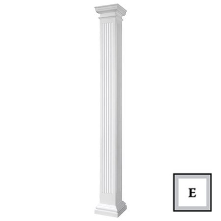 EKENA MILLWORK Endura-Stone Pro Series Fluted Column, Square Non-Tapered Shaft (FRP), Smooth Finish ESPK0810ENFTUTU